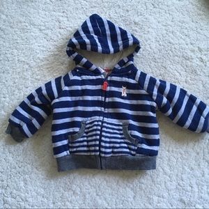 Little Me Striped Fleece Lined Knit Zip Hoodie 12m